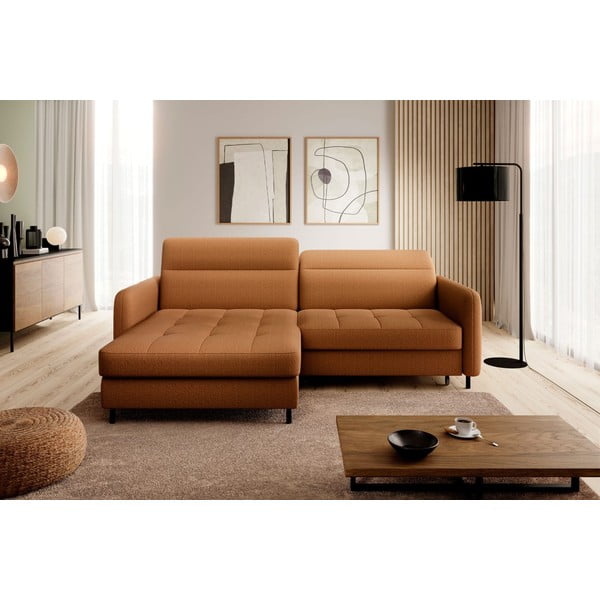 Žuta  baršunasti sklopiva/s prostorom za odlaganje kutna garnitura (s lijevim kutom/s ležaljkom) Gomsi – ELTAP-image-3