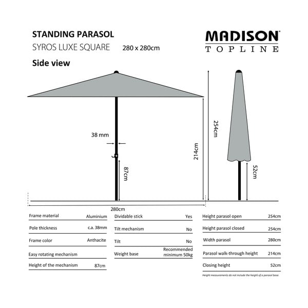 Zeleni suncobran 280x280 cm Syros - Madison-image-1