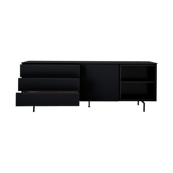 Crna niska komoda 210x76 cm Plain – Tenzo-image-1