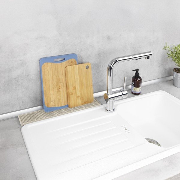 Bež plastična podloga za ocjeđivanje posuđa 42x8 cm Slim – Wenko-image-1