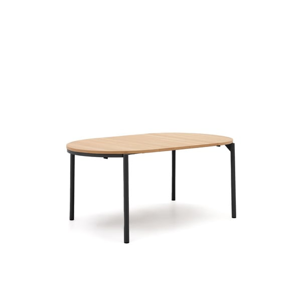 Okrugli proširiv blagovaonski stol s pločom stola u dekoru hrasta u prirodnoj boji ø 90 cm Montuiri – Kave Home-image-2