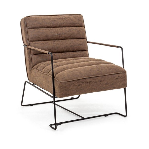 Smeđa fotelja od imitacije kože Brianna – Bizzotto