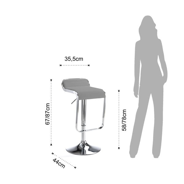 Siva podstavljena barska stolica podesive visine (visine sjedala 58 cm) Snappy – Tomasucci-image-4