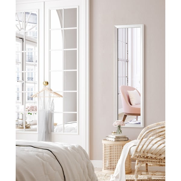 Zidno ogledalo u okviru dekora bijelog drveta Styler Paris, 47 x 147 cm-image-1