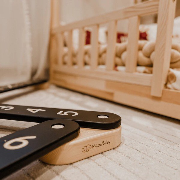 Crna senzorna staza od masivnog bora 10x408x5 cm Montessori – Meowbaby-image-1