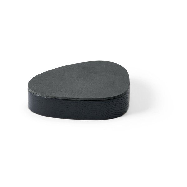 Crna/antracitno siva drvena/od eko kože kutija za pohranu s poklopcem/dekorativna 14x12,5x3,5 cm Curve Nupo – LIND DNA