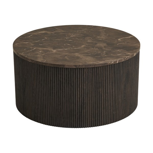Tamno smeđi okrugao stolić za kavu s pločom stola u mramornom dekoru ø 80 cm Rota – House Nordic