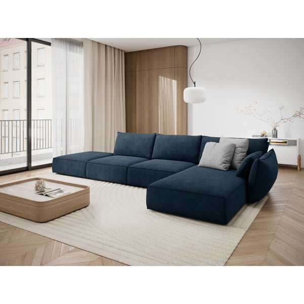 Tamnoplava kutna garnitura (desni kut) Vanda - Mazzini Sofas-image-1