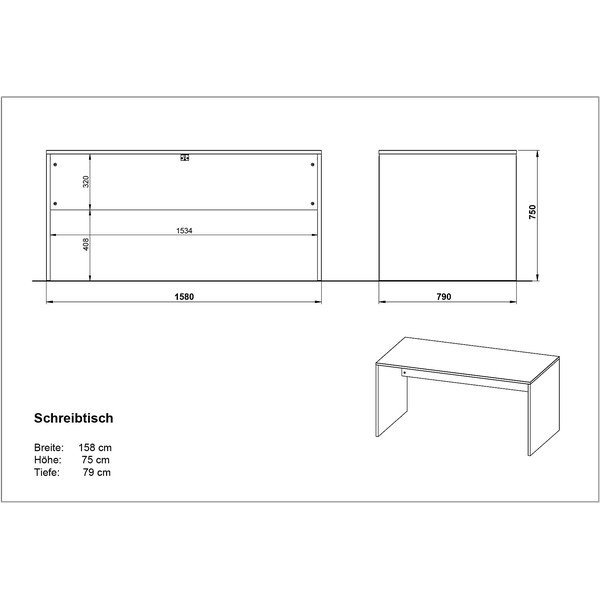 Radni stol u dekoru oraha 158x79 cm Ancona - Germania-image-3