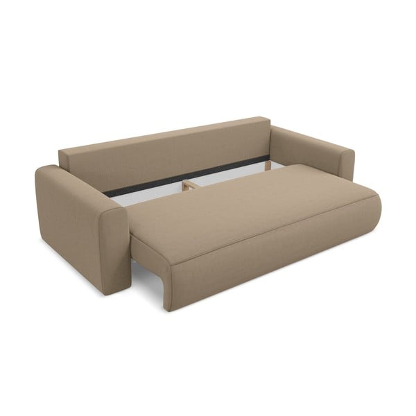 Svjetlo smeđa baršunasti sklopiva/s prostorom za odlaganje sofa 238 cm Kapua – Makamii-image-3