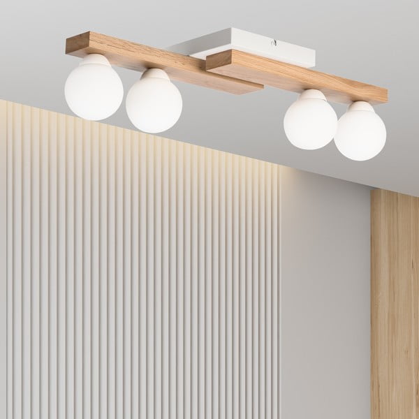 Bijela/u prirodnoj boji stropna svjetiljka sa staklenim sjenilom ø 12 cm Cortina – LAMKUR-image-4