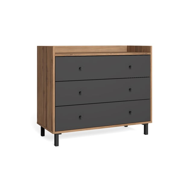 Siva niska komoda u dekoru oraha 92x75 cm Malta - Marckeric-image-1