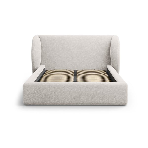 Svijetlo sivi tapecirani bračni krevet s prostorom za odlaganje s podnicom 160x200 cm Miley – Micadoni -image-3