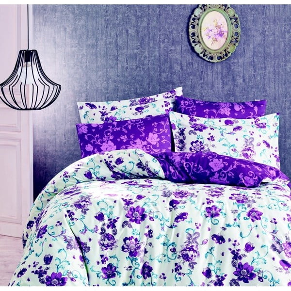 Pamučna satenska posteljina s plahtom Blair, 160 x 220 cm
