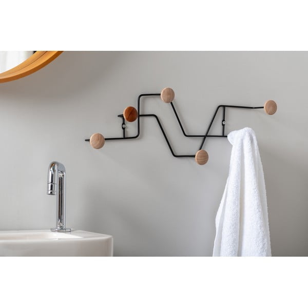 Crna metalna zidna vješalica  Zig Zag – PT LIVING-image-1