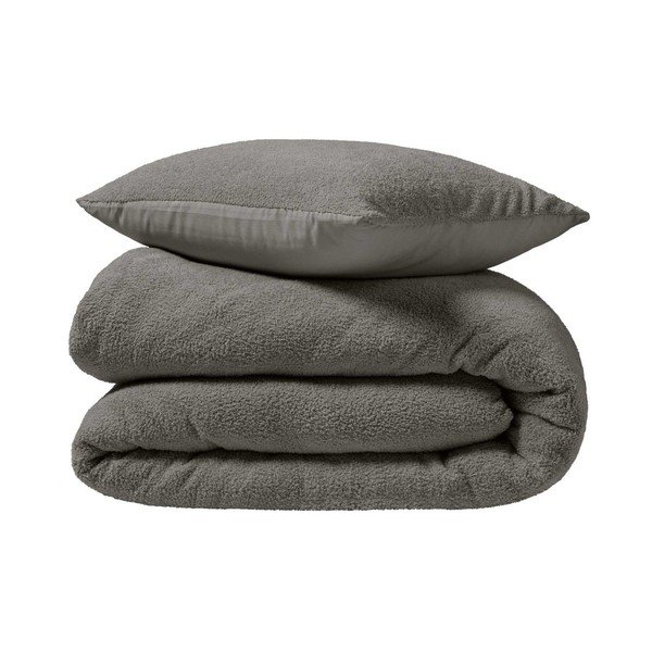 Antracitno siva posteljina za bračni krevet/za produženi krevet od mikropliša 240x220 cm Helena – douceur d'intérieur