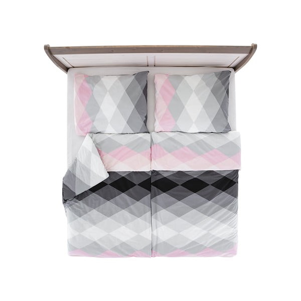 Ružičasto-siva posteljina za krevet za jednu osobu od krepa 140x200 cm Top Class – B.E.S.-image-1