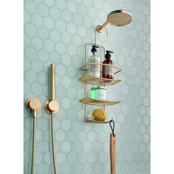 Željezna viseća kupaonska polica u zlatnoj boji Onda – Metaltex-image-1