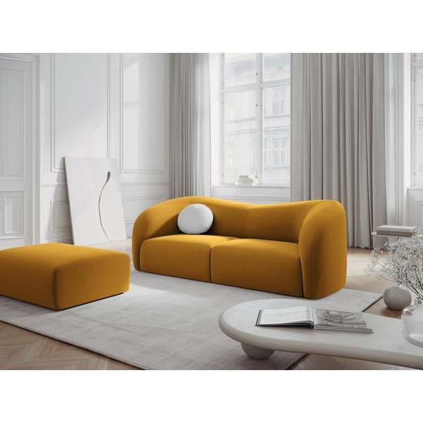 Senf žuta baršunasta sofa 197 cm Santi – Interieurs 86-image-1