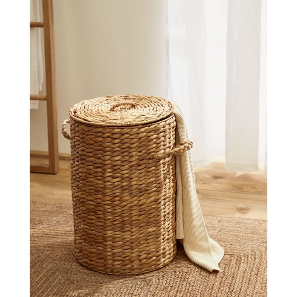 Košara za rublje od vodenog zumbula u prirodnoj boji Yessira – Kave Home-image-1