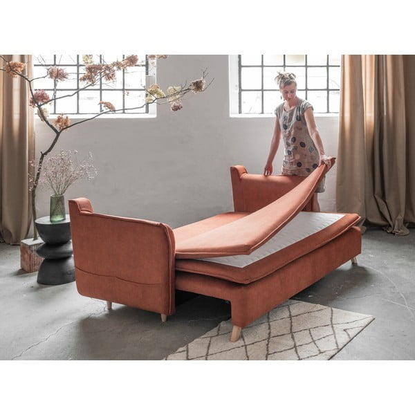 Ciglasta baršunasti sklopiva sofa 225 cm Charming Charlie – Miuform-image-4