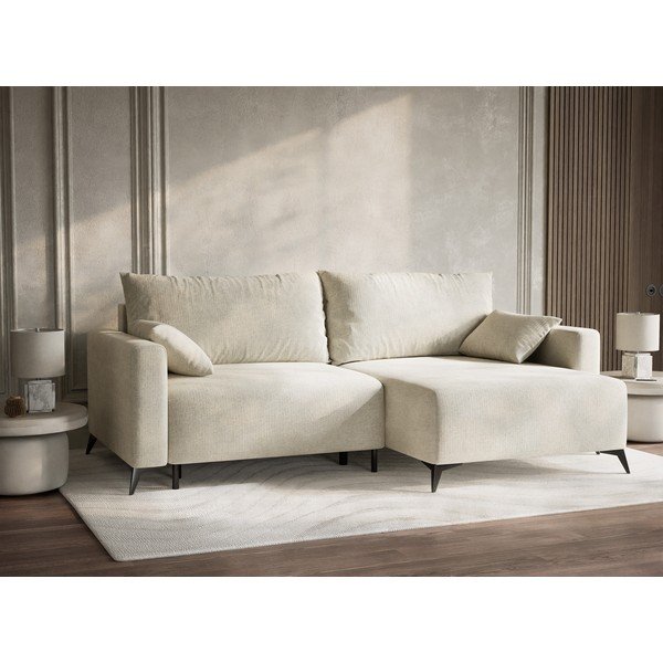 Krem sklopiva/s prostorom za odlaganje kutna garnitura od šenila (s desnim kutom/s ležaljkom) Leon – Maison de Rêve-image-4