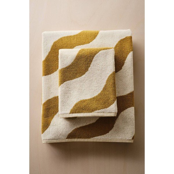 Žuti /krem pamučan ručnik 50x70 cm Waves – Jotex-image-3