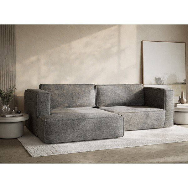 Siva sklopiva/s prostorom za odlaganje kutna garnitura od šenila (s lijevim kutom/s ležaljkom) Velto – Maison de Rêve-image-4