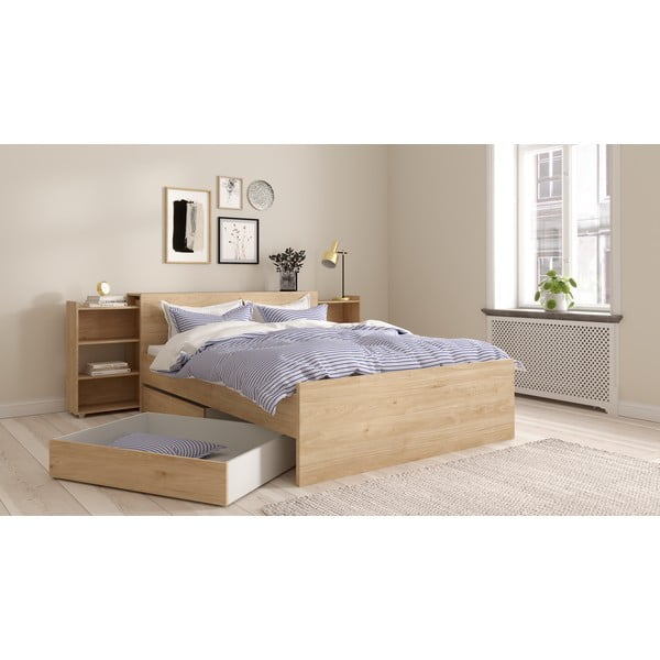 Bračni krevet u dekoru hrasta bez podnice 140x200 cm u prirodnoj boji Naia – Tvilum-image-3