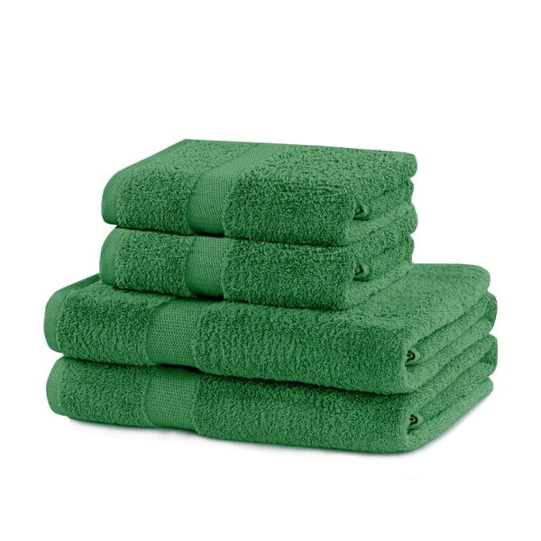 Tamno zeleni pamučni set ručnika 4 kom od frotira Marina – Restilo