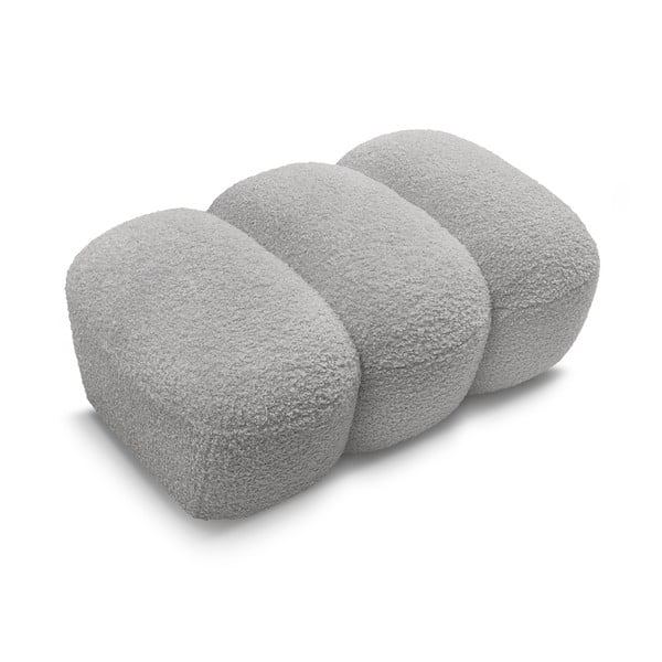 Svijetlo sivi tabure od bouclé tkanine Hippolyte – Bobochic Paris-image-4