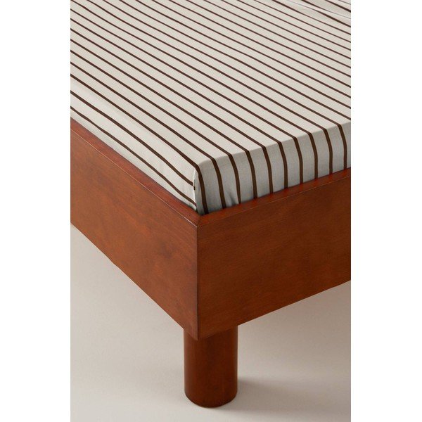 Krem/tamno smeđa plahta s gumom od organskog pamuka 90x200 cm Sima – Jotex-image-1