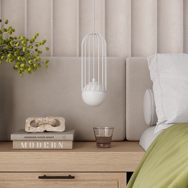 Bijela viseća svjetiljka sa staklenim sjenilom Belinda – Sollux-image-1