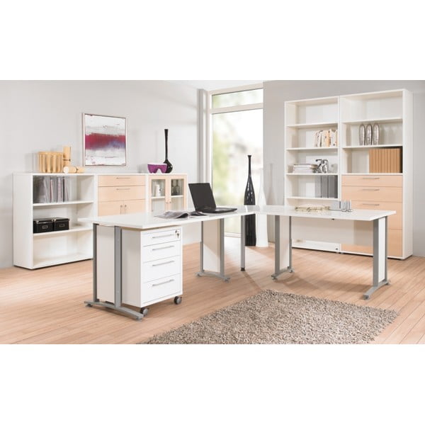 Bijela/u prirodnoj boji modularna biblioteka u dekoru hrasta 178x113 cm Prima – Tvilum-image-1