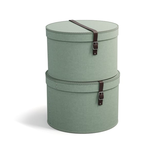 Mentol zelene kartonske kutije za pohranu u setu  2 kom s poklopcem ø 37,5x25,5 cm Rut – Bigso Box of Sweden