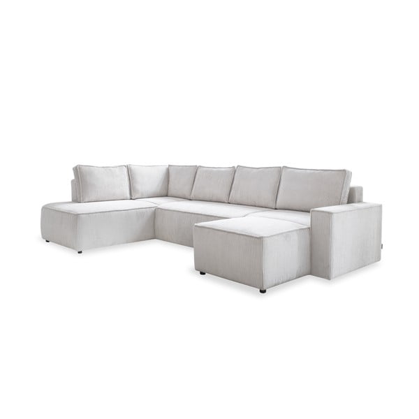 Bijela sklopiva kutna garnitura od samta (s lijevim kutom/u obliku slova "U") Brave Dave – Miuform