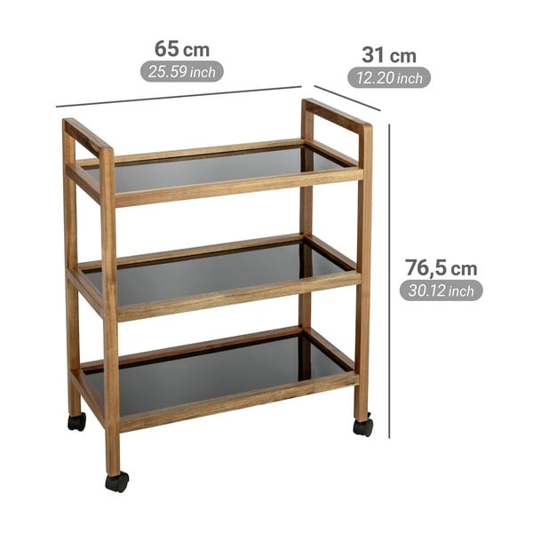 Crna/u prirodnoj boji kupaonska polica od masivnog bagrema 65x76,5 cm Fondi – Wenko-image-3