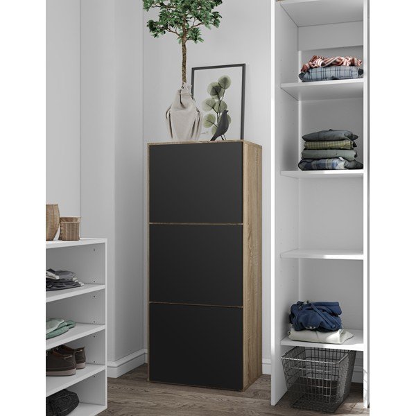 Crni stalak za cipele u dekoru hrasta Bamboo - TemaHome -image-1