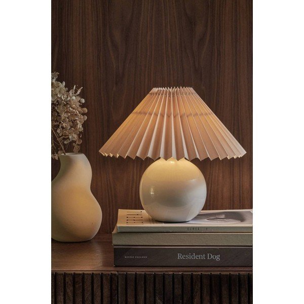 Bež/krem tekstilna stolna lampa (visina 22 cm) Mimmi – Ellos Home-image-1