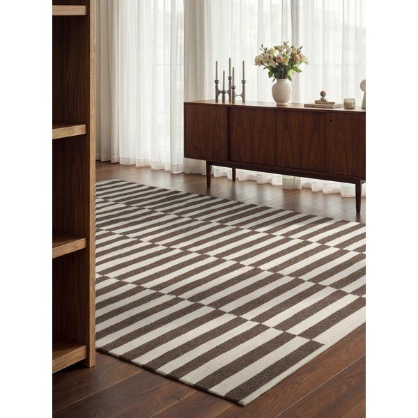 Bijeli/smeđi obostrani/ručno rađen vunen tepih 200x300 cm Vika – Hanse Home-image-1