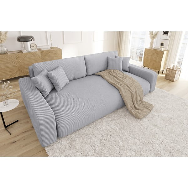 Svijetlo siva sklopiva/s prostorom za odlaganje sofa od samta 234 cm Sara – Ropez-image-4