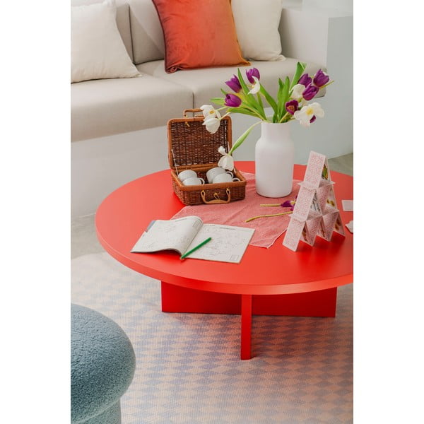 Crveni okrugao stolić za kavu ø 100 cm Pausa – Really Nice Things-image-1