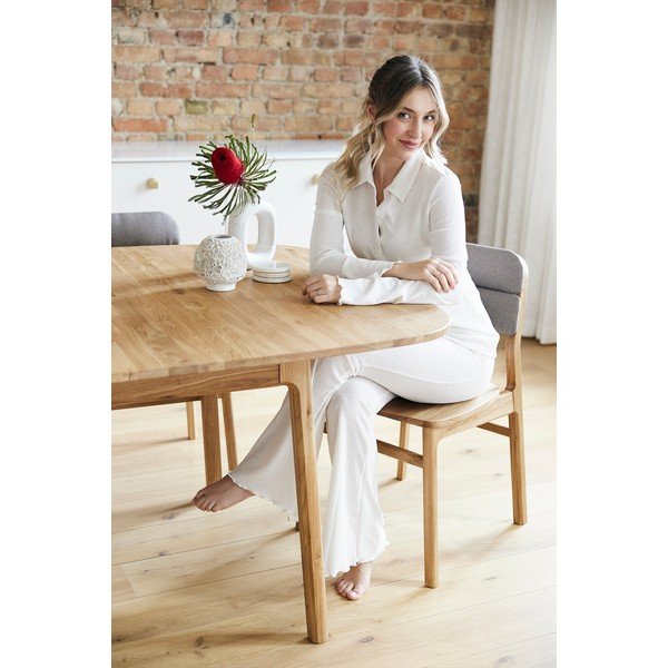 Blagovaonski stol od punog hrasta u prirodnoj boji 90x200 cm Twig – The Beds-image-1