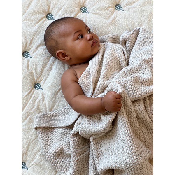 Svijetlo žuta/plava prošivena deka za bebe od organskog pamuka 90x120 cm Balloon – Cam Cam Copenhagen-image-3