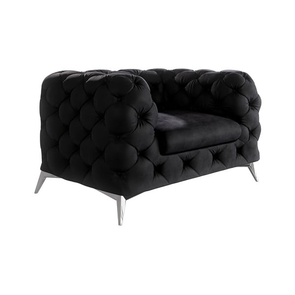 Crna baršunasti fotelja Chelsea – Ropez