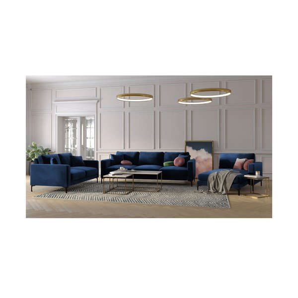 Mornarskoplava baršunasta sofa Kooko Home Harmony, 158 cm-image-4