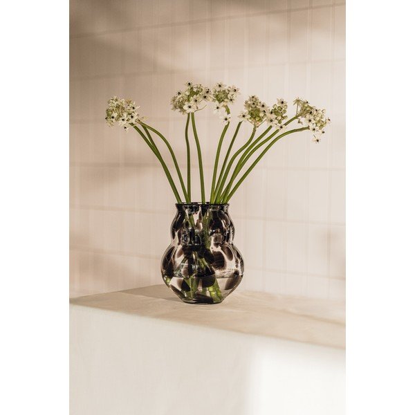 Tamno smeđa staklena ručno izrađena vaza (visina 22 cm) Dam – noo.ma-image-1