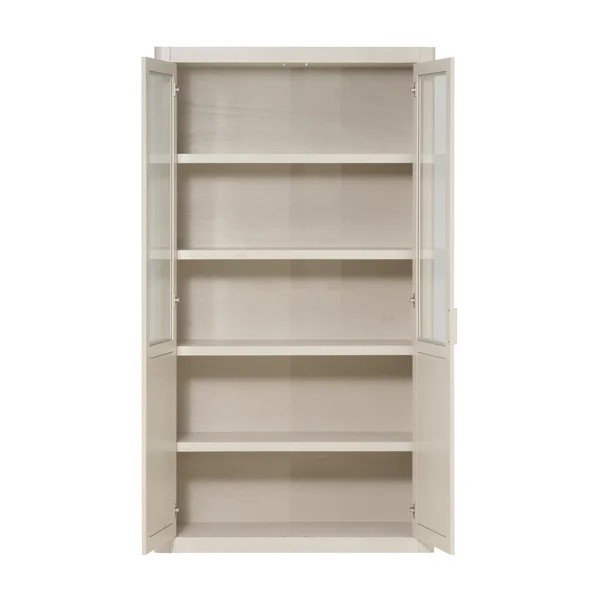 Svijetlo siva vitrina od masivnog bora 120x217x48 cm Gunnar – WOOOD-image-4