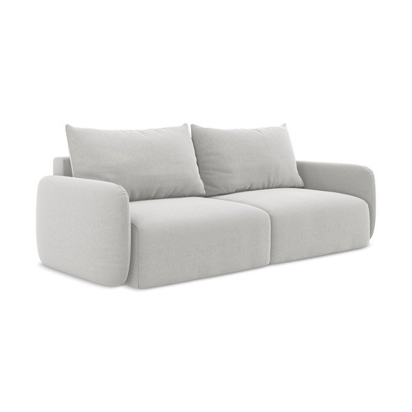 Svijetlo siva baršunasti sklopiva/s prostorom za odlaganje sofa 238 cm Kalena – Makamii-image-2