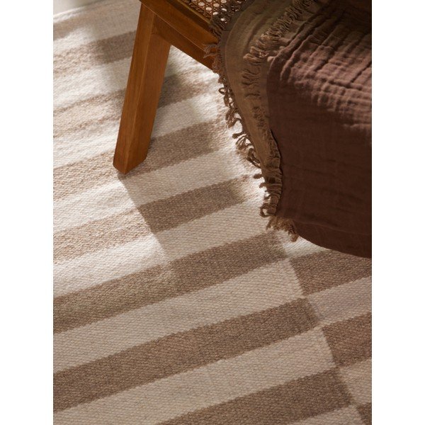 Bijeli/svjetlo smeđi obostrani/ručno rađen vunen tepih 160x230 cm Vika – Hanse Home-image-4